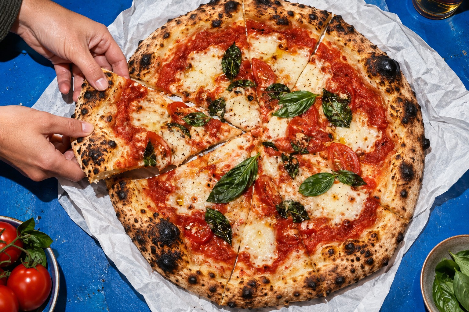 Margherita met tomaat, mozzarella en basilicum